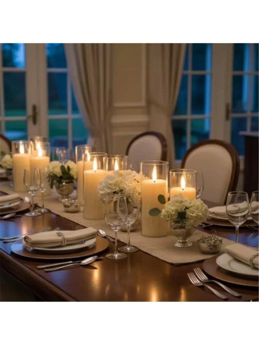 Ivory Flameless LED Candles Set of 9 Battery Operated Remote Control Timer Decor